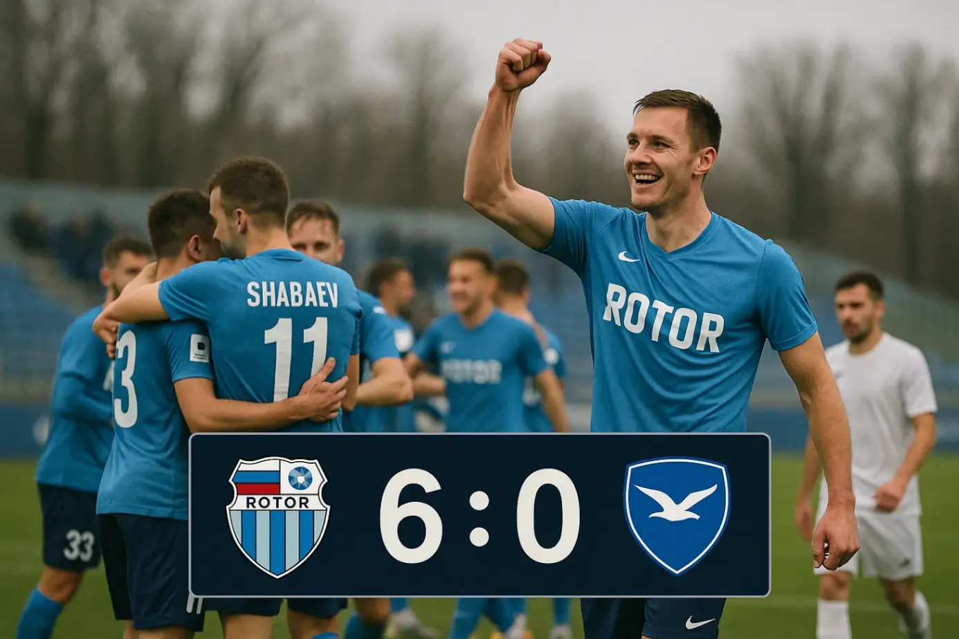 Ротор разгромил «Чайку» со счётом 6:0 — крупнейшая победа сезона